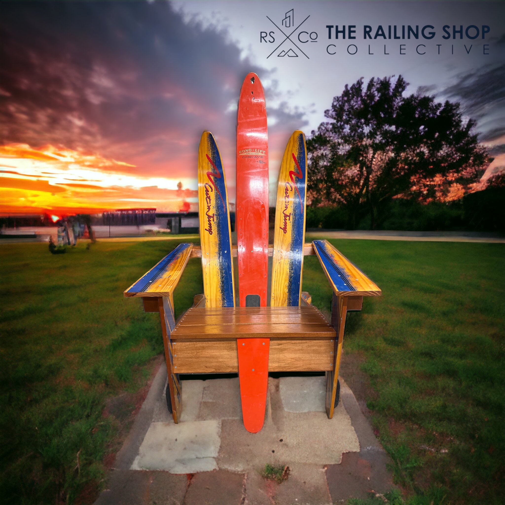Custom-Made Water Ski Adirondack Chair - Great for Cabins, Patios and